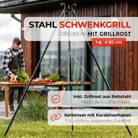 Cook King Schwenkgrill 180 cm inkl. Grillrost Ø 50 cm Rohstahl 