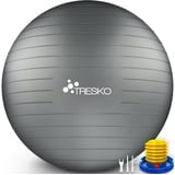 TRESKO TRESKO® Gymnastikball Anti-Burst groß, | 65cm, mit Pumpe, grau