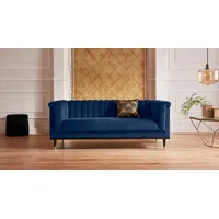 2-Sitzer HOME AFFAIRE "Chamby", blau (dunkelblau), B:180cm H:71cm T:85cm, 100% Polyester;Samtoptik (100% Polyester), Scheuertouren >100.000, Pilling: 5, Sofas, mit Holzrahmen unten und Steppung im Lehnenbereich