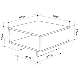 Decortie Hola Grau Eiche 60 x 60 x 32 cm