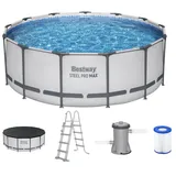 BESTWAY Steel Pro Max Frame Pool Set 396 x 122 cm inkl. Filterpumpe