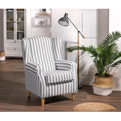 Tchibo - Ohrensessel »Luke« - 77x86x103cm - hellgrau - Polyester / Buchenholz