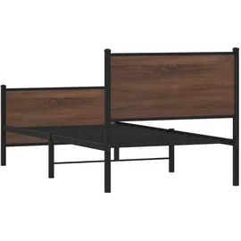 vidaXL Metallbett ohne Matratze Braun Eichen-Optik 140x190 cm
