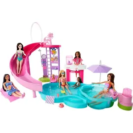 Mattel Puppenzubehör Traumpool Spielset mit Rutsche und schäumendem Whirlpool Beige