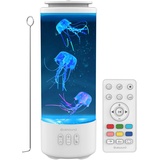 Quallen Lavalampe, Bluetooth-Lautsprecher Weißes Rauschen LED-Qualle Aquarium Tischlampe 7 Farben Wechselnd mit 4 Lichtmodi, Mood Lampe Multi Color Nachtlicht Desktop, für Kinder Erwachsene (Weiß)