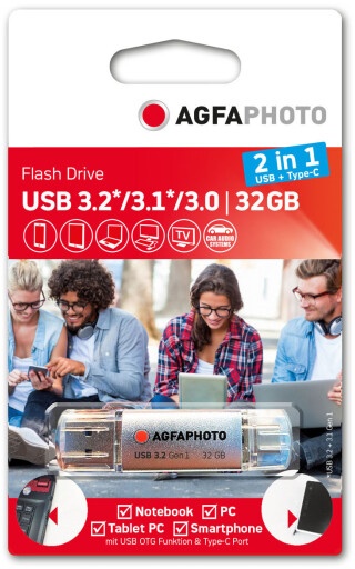 AGFA USB-Stick 32GB, USB 3.0 2in1 (USB+Type-C) silber