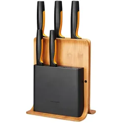 Fiskars Set mit 5 Messern im Bambusblock