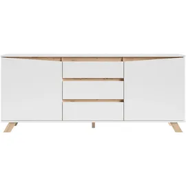 byLIVING Sideboard Valentin 180 x 80 x 38 cm Weiß / Artisan Eiche hell-braun