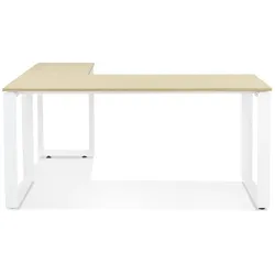 Kadima Design Eckschreibtisch L-Form  170x160 cm  Homeoffice geräumig Stauraum  beige-weiß  Arbeitstisch