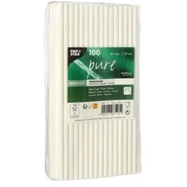 Papstar 87513 Einweg-Trinkhalm 100 Trinkhalme, Papier, weiß,