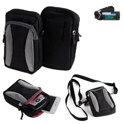 K-S-Trade Kameratasche für Sony HDR-CX 405, Fototasche Gürtel-Tasche Holster Umhänge Tasche Kameratasche grau|schwarz