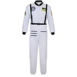 Josamogre Astronauten Kostüm Erwachsene Herren Kostüm Astronau Anzugt Weltraum Raumfahrer Halloween Cosplay Weiß s - S