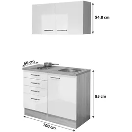 Flex-Well Valero 100 cm hochglanz weiß/ Sonoma Eiche