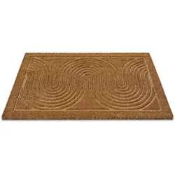 Fußmatte WECON HOME "Retro Flow", beige (natur), B:45cm H:14mm L:75cm, Kokos, Teppiche, Kokos, pflegeleicht, rutschfest, Retro Design, Schmutzfangmatte