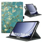 TiMOVO Drehbar Hülle Kompatibel mit Samsung Galaxy Tab A9+/A9 Plus 11" 2023 SM-X210/X216/X218,90 Grad Drehbar Ständer Hülle,Auto Schlaf/Aufwach Schutzhülle für Galaxy Tab A9+ Tablet, Aprikose Blume