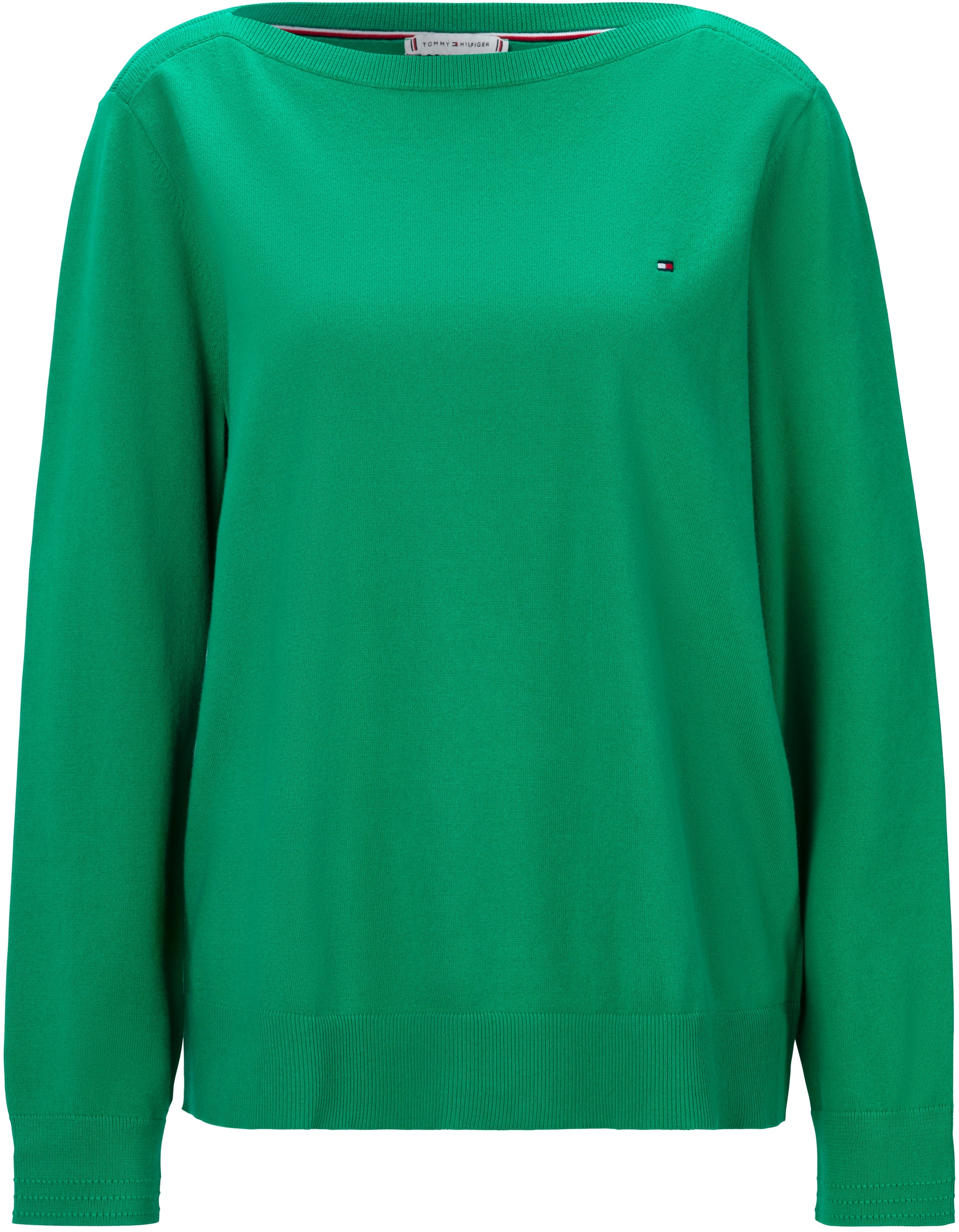 Strickpullover TOMMY HILFIGER CURVE Gr. 46, grün (olympic green) Damen Pullover Rundhalspullover