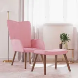 vidaXL Relaxsessel mit Hocker Rosa Samt