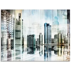 Glasbild ARTLAND "Frankfurt Skyline Abstrakte Collage", blau (farbe bild(er): blau), B:60cm H:45cm, Bilder, in verschiedenen Größen