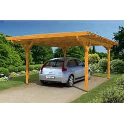 Skan Holz Carport Odenwald 428x648 cm eiche hell Holzcarport