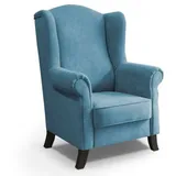 beautysofa Ohrensessel LEONARDO Polyester 88 x 118 x 86 cm Blau