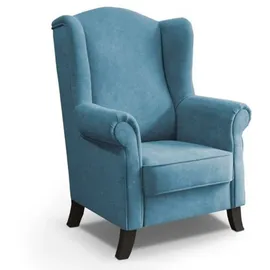 beautysofa Ohrensessel LEONARDO Polyester 88 x 118 x 86 cm Blau