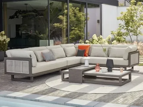 Apple Bee Santorini Loungegruppe 4 Rope Alu taupe ca. 320x242cm