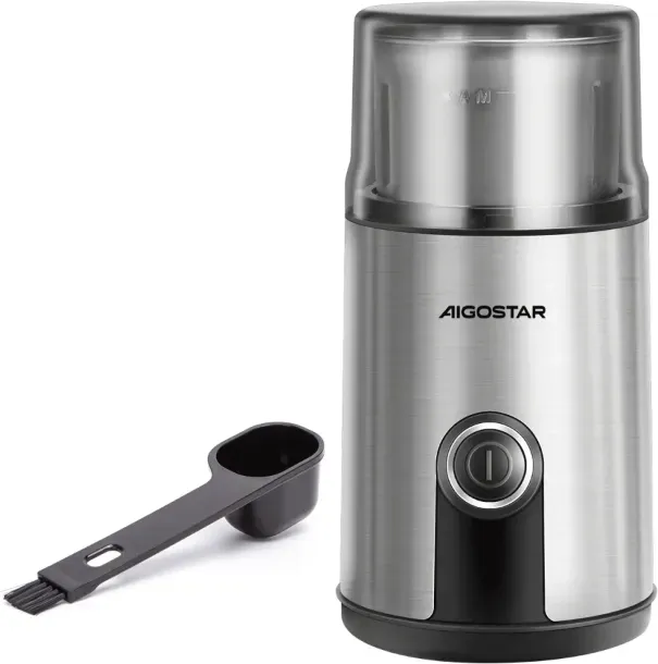 Aigostar Kaffeemühle aus Edelstahl, 200 W, 75 g, Modell: Mnollave
