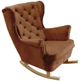 DomoHome Schaukelsessel, Haselnuss, Holz, Echtholz,Buche, Rechteckig, 81x102x95 cm, Wohnzimmer, Sessel, Schaukelstühle