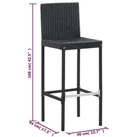 vidaXL Polyrattan Garten-Bar-Set 5-tlg. schwarz
