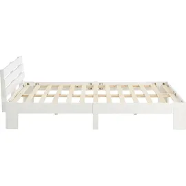Homestyle4u Holzbett 180 x 200 cm mit Lattenrost Weiss Kiefer Massivholz - Weiß