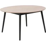 Esstisch HAMMEL FURNITURE "Meza Designtisch mit Auszugsfunktion und 2 Einlegeplatten", beige (naturfarben, schwarz), B:135cm H:73,5cm T:135cm, Tischplatte: Weiß pigmentiertes, matt lackiertes Eichenfurnier (MDF-Kante natur), Gestell: Gestell: Weiß pigmentierte Eiche matt Lack (Massivholz);Tischplatte mit Anti-Finger-Print, Tische, Esstisch, Ø135(231) cm, runde Tischplatte aus MDF/Laminat, Massivholzgestell
