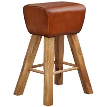 FineBuy Barhocker Turnbock Leder 43 x 75 x 43 cm Braun mit Hocker