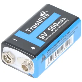 Trustfire 7,4 Volt 9V-Block 6LR61 6F22 7.4V 550mAh BMS geschützt mit USB Ladefunktion