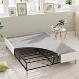 Novilla 35 cm Metallbett Metallrahmenbett Bettgestell mit Lattenrost Holzlattenunterstützung Grauer Bettgestellbezug Stauraum unter dem Bett 140 x 190 cm Schwarz