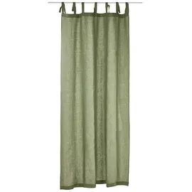 Loberon Gardine Adara, mit Dekorativen Bindebändern, Handgefertigt, Schlichte Eleganz, Klassisches Design, Vorhang, Fensterdekoration, Sichtschutz, Leinen, grün
