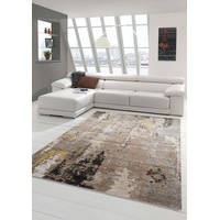 Moderner Teppich abstraktes Design Flur Wohnzimmer beige braun - pflegeleicht Größe 120x170 cm