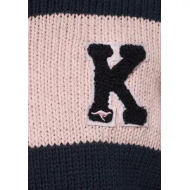 KangaROOS Strickpullover KANGAROOS, Mädchen, Gr. 140/146, rot (rosa, marine), Strick, Obermaterial: 50% Baumwolle, 50% Polyacryl, gestreift, mehrfarbig, Basic hüftlang, Rundhals, Bündchen, Pullover Strickpullover, in modischer Streifenoptik