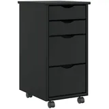 vidaXL Rollschrank mit Schubladen MOSS Schwarz Massivholz Kiefer