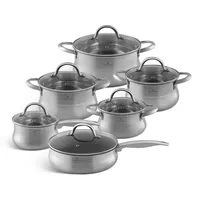 EDENBERG Topfset Kochtopfset Pfanne Kasserolle 12-tlg Glasdeckel Edelstahl