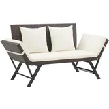 vidaXL Gartenbank mit Kissen Braun 176 cm Poly Rattan