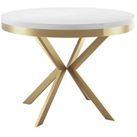 Runder Tisch wohnzimmer ausziehbar 100(180) weiß / gold EDWARD