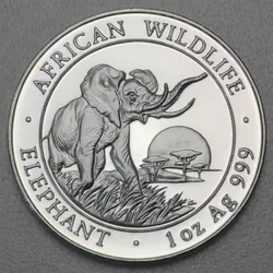 Silbermünze 1oz Somalia Elefant 2010 Fehlprägung Motiv 2009 (Somalia)