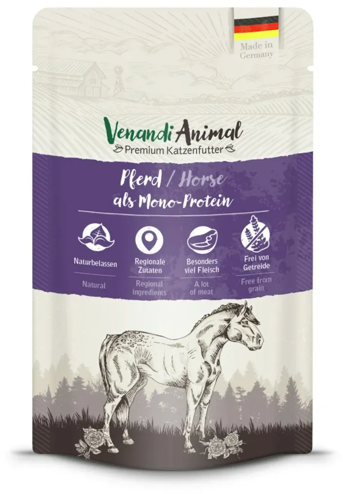 Venandi Animal Monoprotein 125g Katzennassfutter 12 x 125 Gramm Pferd