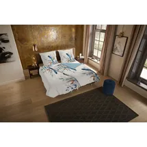 PURE luxury collection Alva Federn Blau 155 x 220 cm + 2 x 80 x 80 cm