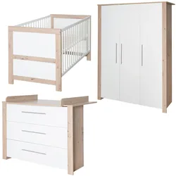 roba Kinderzimmerset »Malo« Bett - 76x144x82cm - weiß - Holz / Metall / Holz