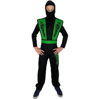 Foxxeo grünes Ninja Kostüm für Jungen - Größe 110-152 - grüner Ninja Kämpfer für Kinder Fasching Karneval, Größe:110/116