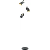 TRIO Leuchten LED Stehlampe, LED wechselbar, Warmweiß, Große Leselampe Lampenschirm Schwarz Gold-en mehrflammig, Höhe 160cm schwarz