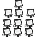 treoir LED-Projektor mit Bewegungsmelder, 30 W, LED-Außenstrahler, IP66, für Garten, Garage, Hof (10 Stück, Warmweiß, 30 W)