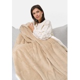 Wohndecke SHERPA, made2trade, aus Coral-Fleece beige 150 cm