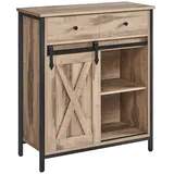 VASAGLE Sideboard 70 x 80 x 30 cm Braun/Schwarz